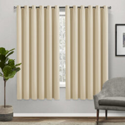 Bedlooms Cream Thermal Insulated Blackout Window Eyelet Curtain (Pair) 66 X 54 Inches With Tie Backs Two - thumbnail 1