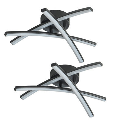 First Choice Lighting Set Of 2 Yardley Led Black Opal Flush Ceiling Lights - image 1