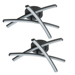 First Choice Lighting Set Of 2 Yardley Led Black Opal Flush Ceiling Lights - thumbnail 1