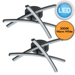 First Choice Lighting Set Of 2 Yardley Led Black Opal Flush Ceiling Lights - thumbnail 2