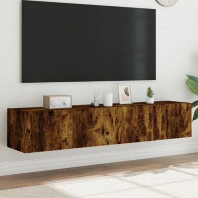 Walplus Tv Wall Cabinets With Led Lights 2 Pcs Smoked Oak 80X35X31 Cm - image 1