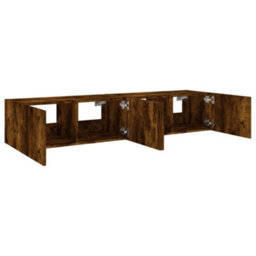 Walplus Tv Wall Cabinets With Led Lights 2 Pcs Smoked Oak 80X35X31 Cm - thumbnail 8