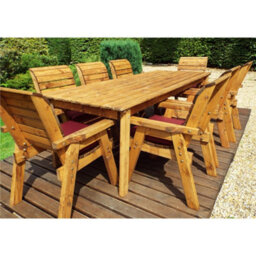 Marlborough Traditional Eight Seater Rectangle Table Set With 8 X Burgundy Chair Cushion, 1X Burgundy Parasol & Base & 1 X Cushion Storage Bag - thumbnail 4