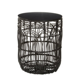 Orsina Versatile Design Round Rattan Table, Industrial Design Bedroom Table, Everyday Use Side Table For Lounge