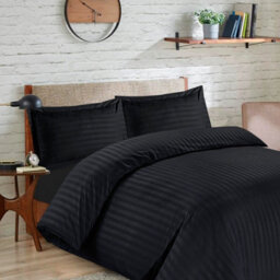 Casabella Satin Stripe Duvet Cover Sets King Black Bedding With Satin Stripes, King Size Duvet Cover Sets & Pillowcases - thumbnail 2