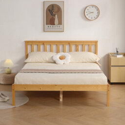 Comfy Living 4Ft6 Medina Wooden Bed Frame In Caramel - thumbnail 4