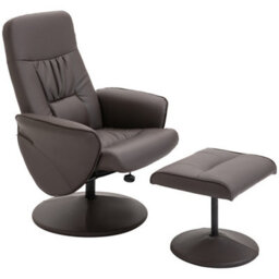 Brown Swivel Recliner With Ottoman Pu Leather Reclining Chair And Footrest - thumbnail 6