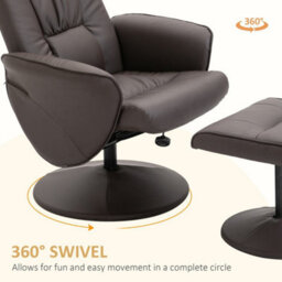 Brown Swivel Recliner With Ottoman Pu Leather Reclining Chair And Footrest - thumbnail 5