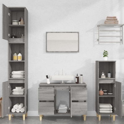 Berkfield 3 Piece Bathroom Furniture Set Grey Sonoma Engineered Wood - image 1