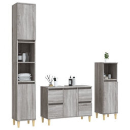 Berkfield 3 Piece Bathroom Furniture Set Grey Sonoma Engineered Wood - thumbnail 3
