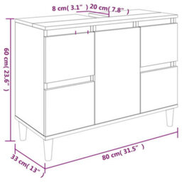 Berkfield 3 Piece Bathroom Furniture Set Grey Sonoma Engineered Wood - thumbnail 9