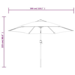 Walplus Garden Parasol With Led Lights And Steel Pole 300 Cm Taupe - thumbnail 9