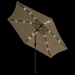 Walplus Garden Parasol With Led Lights And Steel Pole 300 Cm Taupe - thumbnail 4