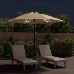 Walplus Garden Parasol With Led Lights And Steel Pole 300 Cm Taupe - thumbnail 2