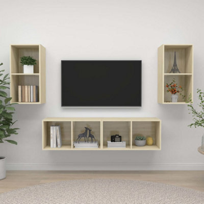 Berkfield Wall-Mounted Tv Cabinets 4 Pcs Sonoma Oak Engineered Wood - image 1