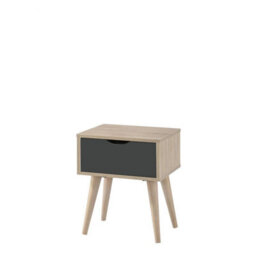 Timber Art Design Alford Bedside Lamp Side Table 1 Drawer Scandinavian Sonoma Oak & Grey - thumbnail 2