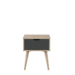 Timber Art Design Alford Bedside Lamp Side Table 1 Drawer Scandinavian Sonoma Oak & Grey - thumbnail 3
