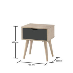 Timber Art Design Alford Bedside Lamp Side Table 1 Drawer Scandinavian Sonoma Oak & Grey - thumbnail 7