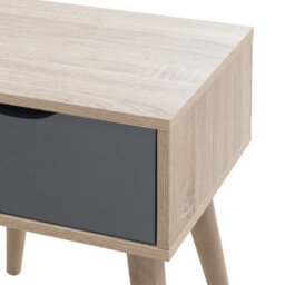 Timber Art Design Alford Bedside Lamp Side Table 1 Drawer Scandinavian Sonoma Oak & Grey - thumbnail 4