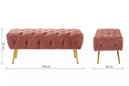 Premier Housewares Interiors By Premier Stylish Dusty Pink Velvet Footstool With Gold Leg, Decent Gold Polished Footrest, Rectangular Ottoman Stool - thumbnail 9