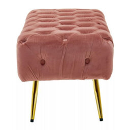 Premier Housewares Interiors By Premier Stylish Dusty Pink Velvet Footstool With Gold Leg, Decent Gold Polished Footrest, Rectangular Ottoman Stool - thumbnail 4