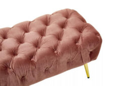 Premier Housewares Interiors By Premier Stylish Dusty Pink Velvet Footstool With Gold Leg, Decent Gold Polished Footrest, Rectangular Ottoman Stool - thumbnail 7