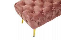 Premier Housewares Interiors By Premier Stylish Dusty Pink Velvet Footstool With Gold Leg, Decent Gold Polished Footrest, Rectangular Ottoman Stool - thumbnail 6