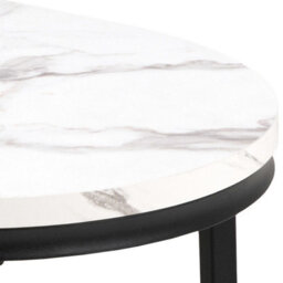 Wyld Haus Copenhagen Marble-Effect Nesting Coffee Table Set With Black Metal Legs - thumbnail 6