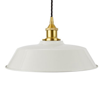 Pale Grey Chancery Painted Dome Pendant Light With Polished Brass Lamp Holder And Black Twisted Cable - Se Home - image 1