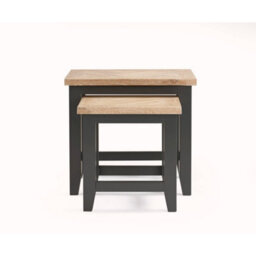 Julian Bowen Bordeaux Pair Of Grey And Oak Nesting Side Tables, Two Tone, Set Of 2, Parquet Top, Wood, Height: 50 X Width: 56 X Depth: 38Cm - thumbnail 3