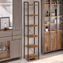 Rafaelo Mobilia 187.5Cm Tall Bookcase Industrial Rustic Brown Free-Standing - thumbnail 3