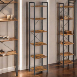 Rafaelo Mobilia 187.5Cm Tall Bookcase Industrial Rustic Brown Free-Standing - thumbnail 4