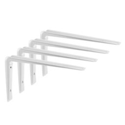 Pluto White Metal Steel Shelf Wall Brackets 150mm X 220mm X 25mm - 16 Pack