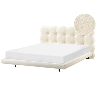 Beliani Bed Boucle Soulisse 160 X 200 Cm (Eu King Size) Off-White - image 1