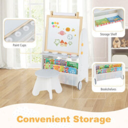 Costway Kids Art Easel 4-In-1 Toddler Activity Table Set W/ Whiteboard-White & Grey - thumbnail 8
