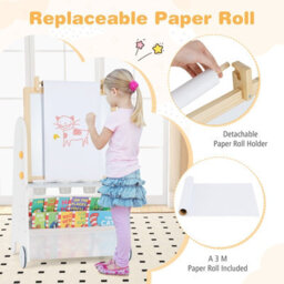 Costway Kids Art Easel 4-In-1 Toddler Activity Table Set W/ Whiteboard-White & Grey - thumbnail 9