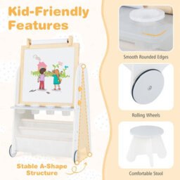 Costway Kids Art Easel 4-In-1 Toddler Activity Table Set W/ Whiteboard-White & Grey - thumbnail 6