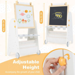 Costway Kids Art Easel 4-In-1 Toddler Activity Table Set W/ Whiteboard-White & Grey - thumbnail 7