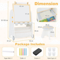 Costway Kids Art Easel 4-In-1 Toddler Activity Table Set W/ Whiteboard-White & Grey - thumbnail 2