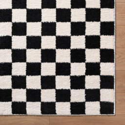 Livabliss Fossay Shaggy-Washable Cream Black Modern High Pile Checkered Living Bedroom Rug 200 X 275 Cm Easy Care, Non Shedding - thumbnail 7