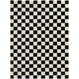 Livabliss Fossay Shaggy-Washable Cream Black Modern High Pile Checkered Living Bedroom Rug 200 X 275 Cm Easy Care, Non Shedding - thumbnail 2