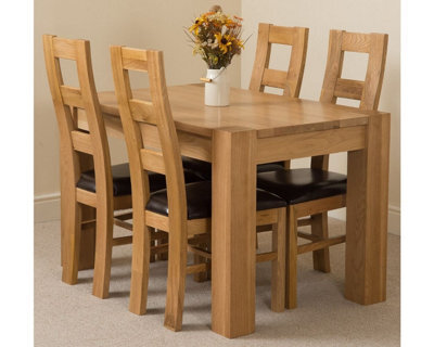 That's Furniture Kuba 125 X 80 Cm Chunky Oak Small Dining Table And 4 Chairs Dining Set With Yale Chairs - image 1