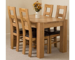 That's Furniture Kuba 125 X 80 Cm Chunky Oak Small Dining Table And 4 Chairs Dining Set With Yale Chairs - thumbnail 1