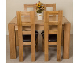That's Furniture Kuba 125 X 80 Cm Chunky Oak Small Dining Table And 4 Chairs Dining Set With Yale Chairs - thumbnail 2