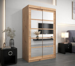 Arte Roma Ii Oak Artisan Elegant Sliding Door Wardrobe H2000mm W1200mm D620mm With Mirrored Panels - thumbnail 2