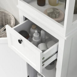 Homcom Slim Bathroom Storage Cabinet With Open Shelves And Drawer, White - thumbnail 9