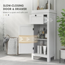 Homcom Slim Bathroom Storage Cabinet With Open Shelves And Drawer, White - thumbnail 6