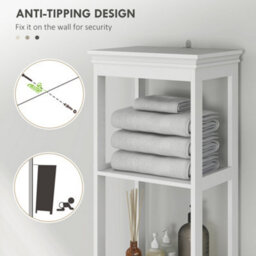 Homcom Slim Bathroom Storage Cabinet With Open Shelves And Drawer, White - thumbnail 7