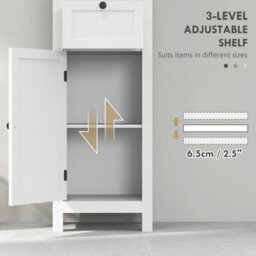 Homcom Slim Bathroom Storage Cabinet With Open Shelves And Drawer, White - thumbnail 5