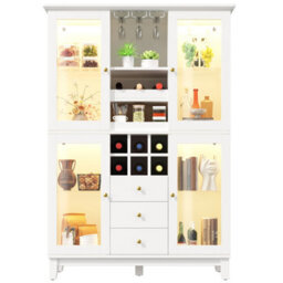 Btm 180Cm Wine Cabinet, Led (App Control), Glass Doors, 3 Drawers, Wine Rack, White - thumbnail 9